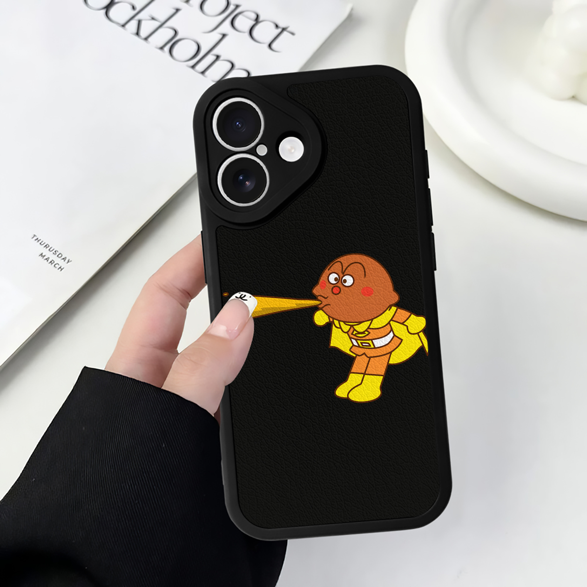 （画像用） アンパンマン Anpanman 【iPhone 16シリーズ対応】シリコンスマホケース（レザー調） 材質：シリコン